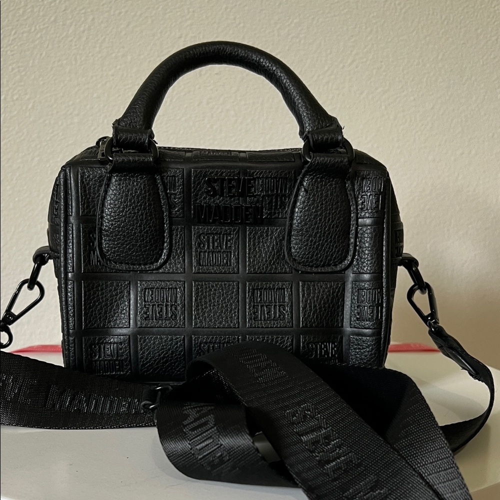 Steve Madden Black Embossed Mini Satchel - Picture 1 of 12